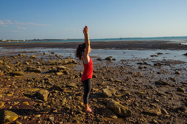 Yoga pose - urdhva hasta arms side